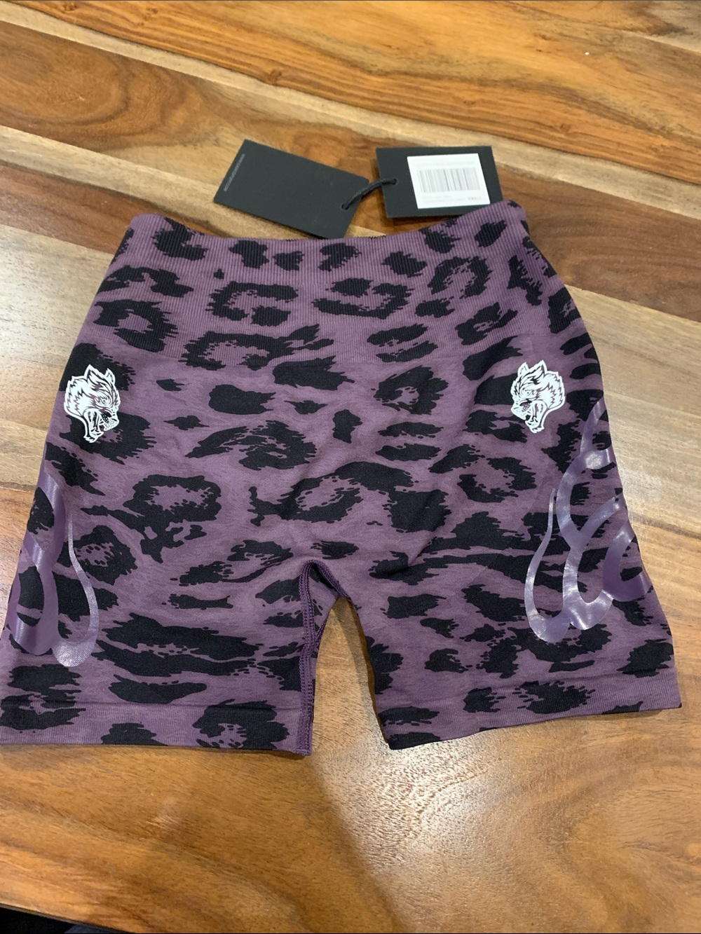 Darc Sport Purple and Black Leopard Wolf Accent Bike Shorts
